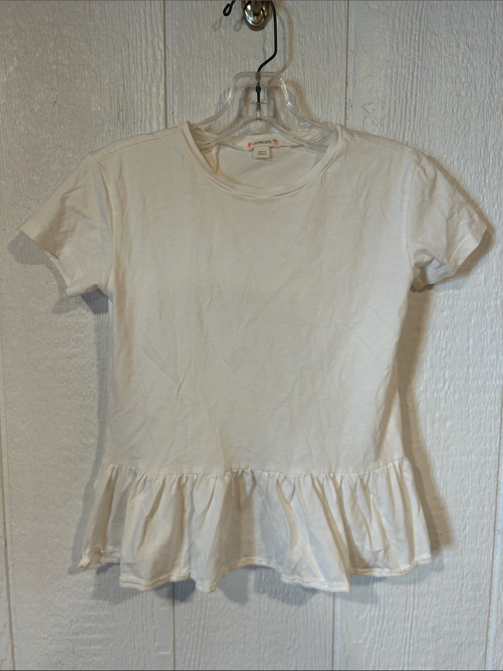 Girls Crewcuts White Short Sleeve Peplum Tee - Picture 1 of 4